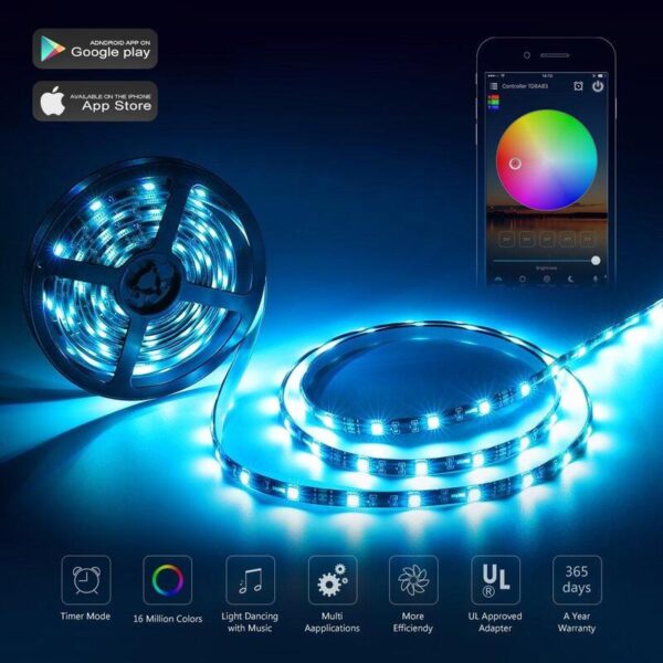 Smartphone Controlled LED Strip Light Kit- Plugged in_0