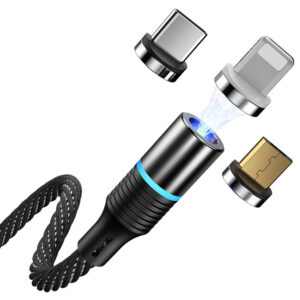 3-in-1 Fast Charging Magnetic Cable Charger for Micro USB, Type C and for Apple Devices iPhone 12 11 Pro XS Max_0