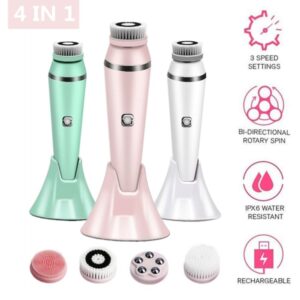 4 IN 1 Electric Face Deep Cleansing Brush Spin Pore Cleaner Face Wash Machine- USB Charging_0