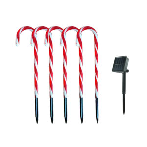 Solar Powered Christmas Candy Cane Pathway Lights Markers_0