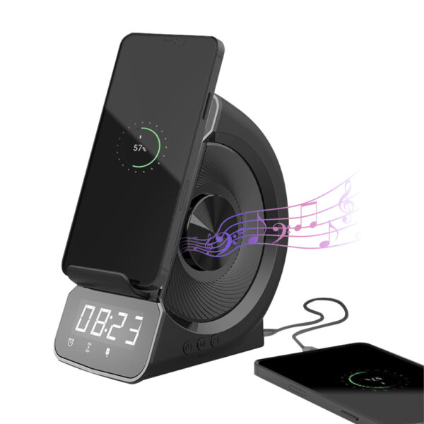 USB Interface Digital Alarm Clock BT Speaker and Wireless Charger_0