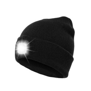 USB Rechargeable 4 LED Lighting Cap Knitted Beanie Hat_0