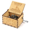 Hand Cranking Message Engraved Vintage Wooden Musical Box_0