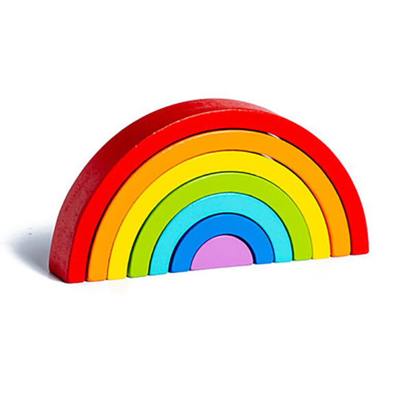 Wooden Rainbow Stacker Nesting Puzzle Blocks -Educational Toy_0