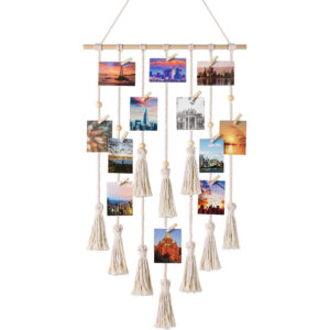 Hanging Photo Display Macramé with Light Wall Décor - Battery Powered_0