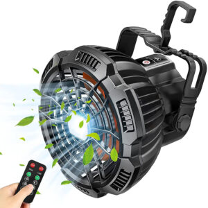 Portable Remote Control Camping Fan with Light - USB Rechargeable_0