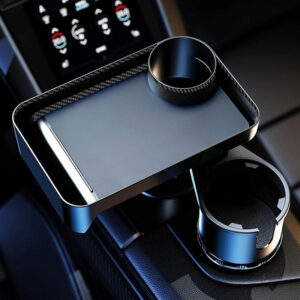Car Mounted Rotating Plate Tray with Beverage Cup Holder_4