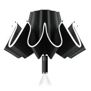 Reverse Folding UV Umbrella with LED Flashlight - Battery Powered_0