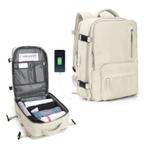 Large Waterproof Travel Backpack with USB Charging Port and Shoe Compartment_0
